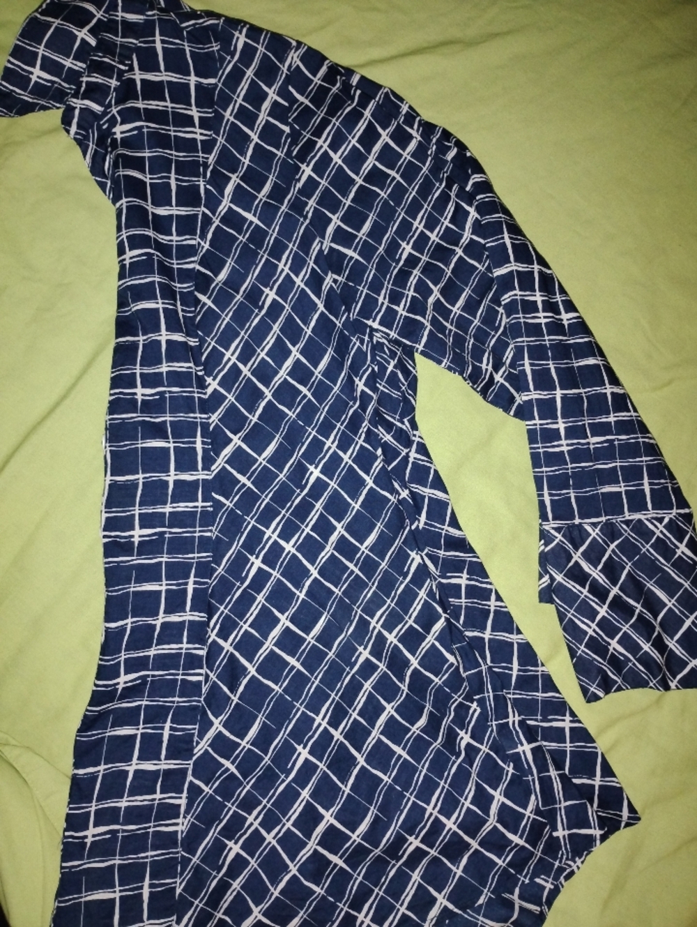 Mishca Navy Blue 100% Cotton Blouse Graffic Oriental Flair Size M